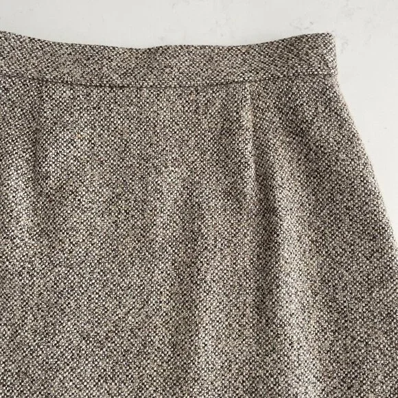 Brooks Brothers Classic Lined Tweed Wool Blend Wrap Skirt Brown Tan Cream Sz 8 - Picture 10 of 15